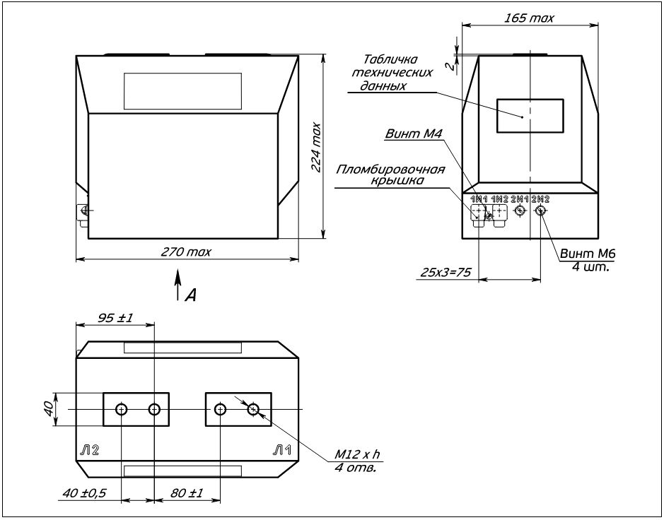 Общий вид измерительного трансформатора тока ТОЛ-СВЭЛ-10